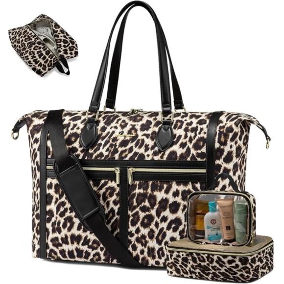 Duffle Bag With Shoes Compartment, Leopard - Picture 1 of 6